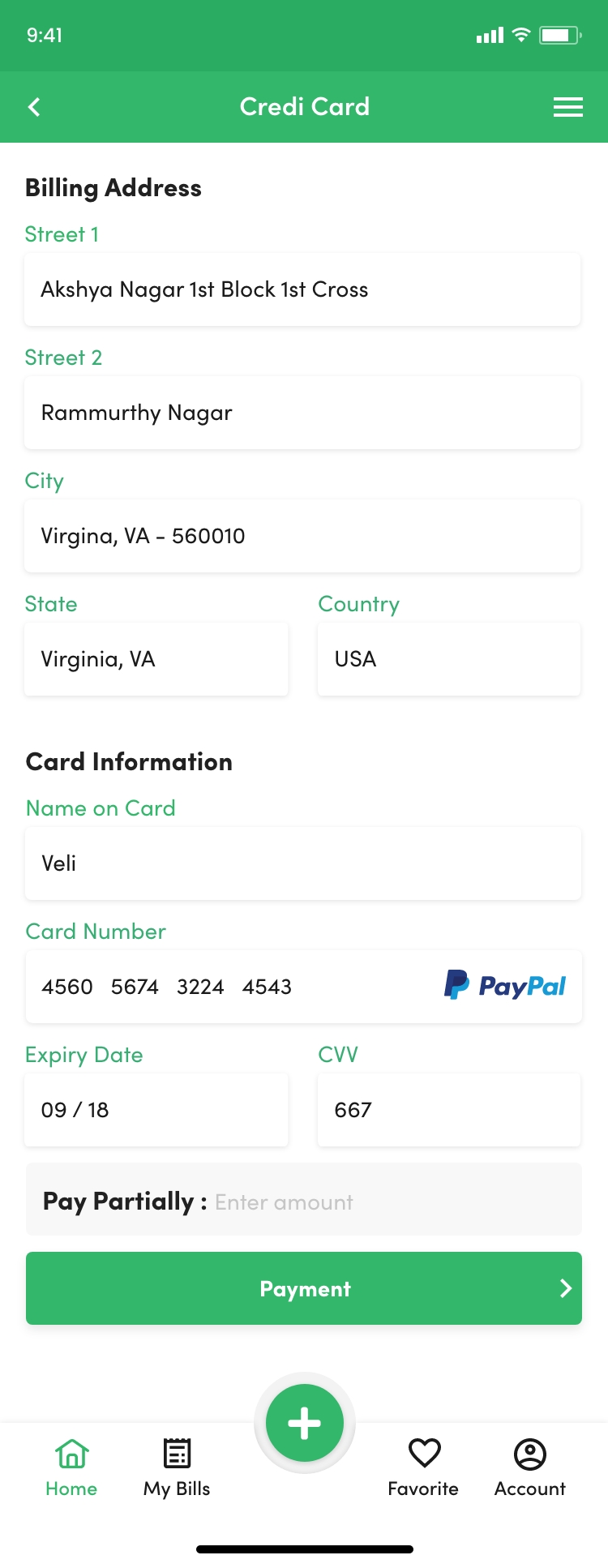 Credi Card - Pay Partially