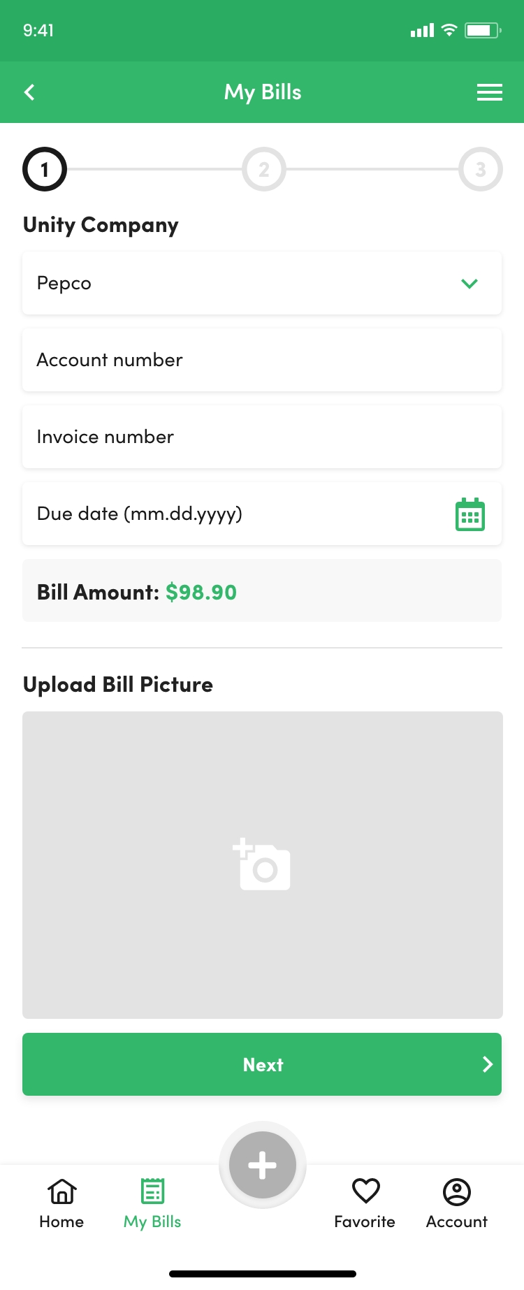 My Bills Add