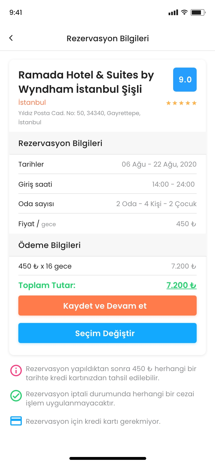 Rezervasyon Bilgileri - Ozeti